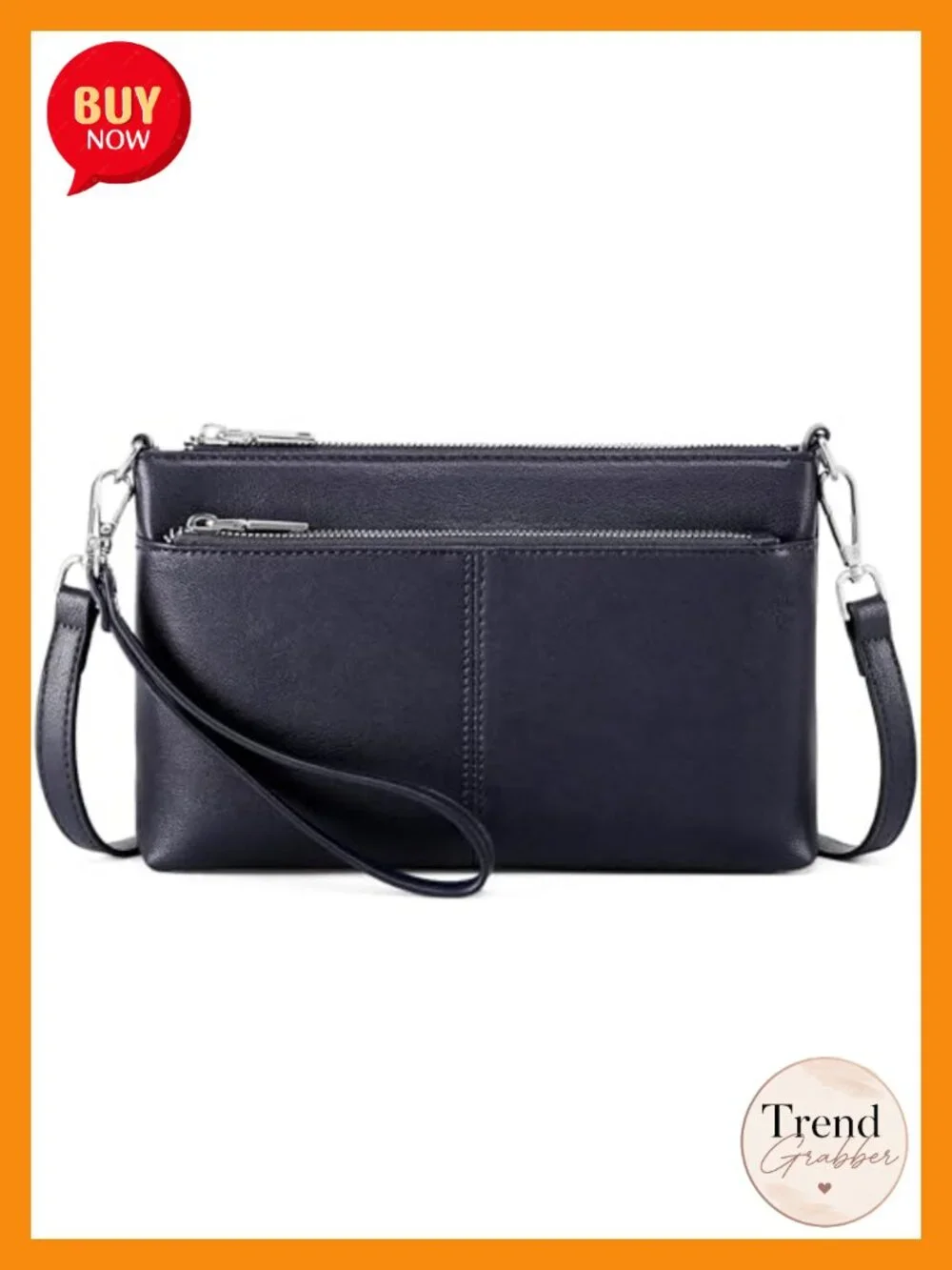 RFID Crossbody Wristlet Clutch Vegan Leather Wallet with Removable Straps